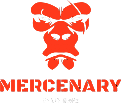 A red monkey face with the word mercenary written underneath.